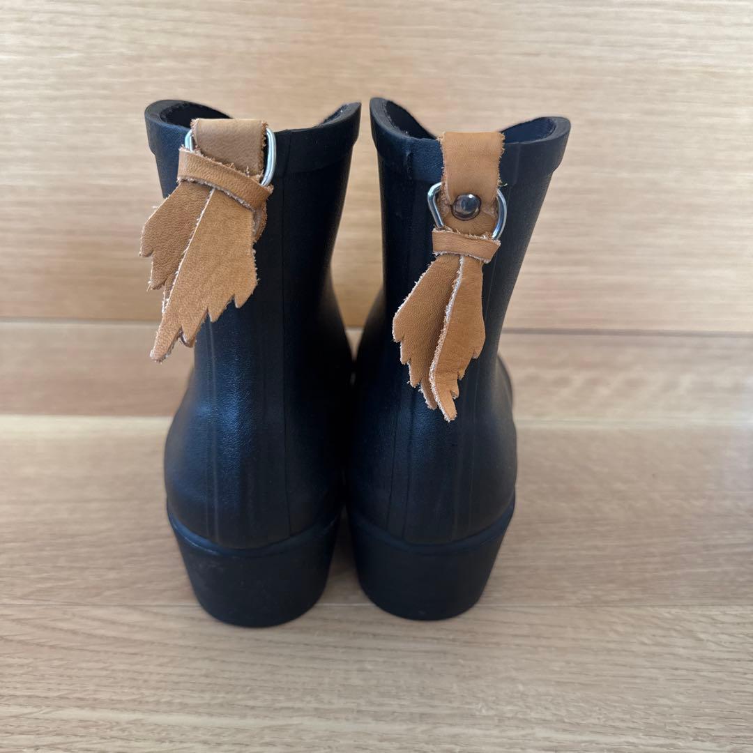 AIGLE 黒 レインブーツ サイドタブ付き