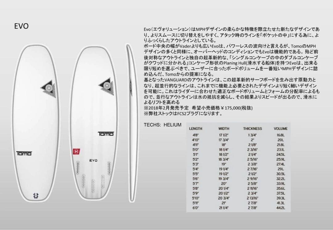 【中古品】ファイヤーワイヤーサーフボード TOMO EVO ショート(ケース付)