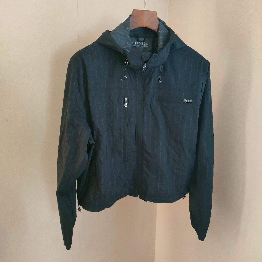 GREYSON フーデッドジャケット M 黒 総柄 ナイロン　短丈