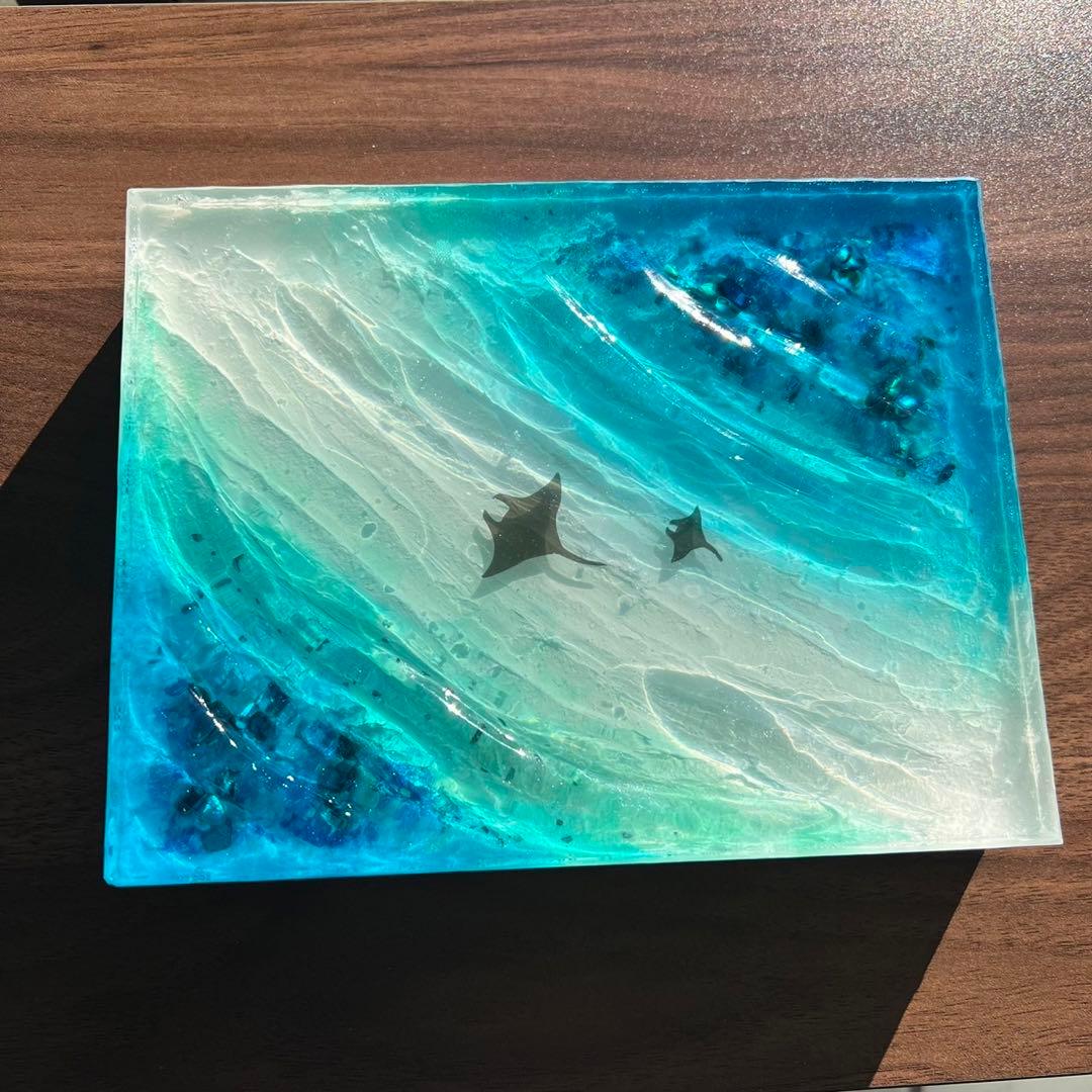 【レジンアート】波紋アート／15cm × 20cm／枠なし