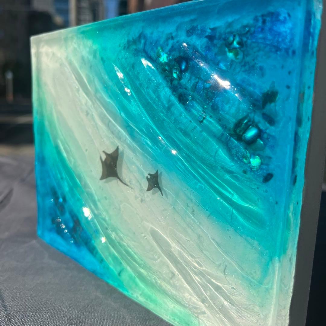 【レジンアート】波紋アート／15cm × 20cm／枠なし