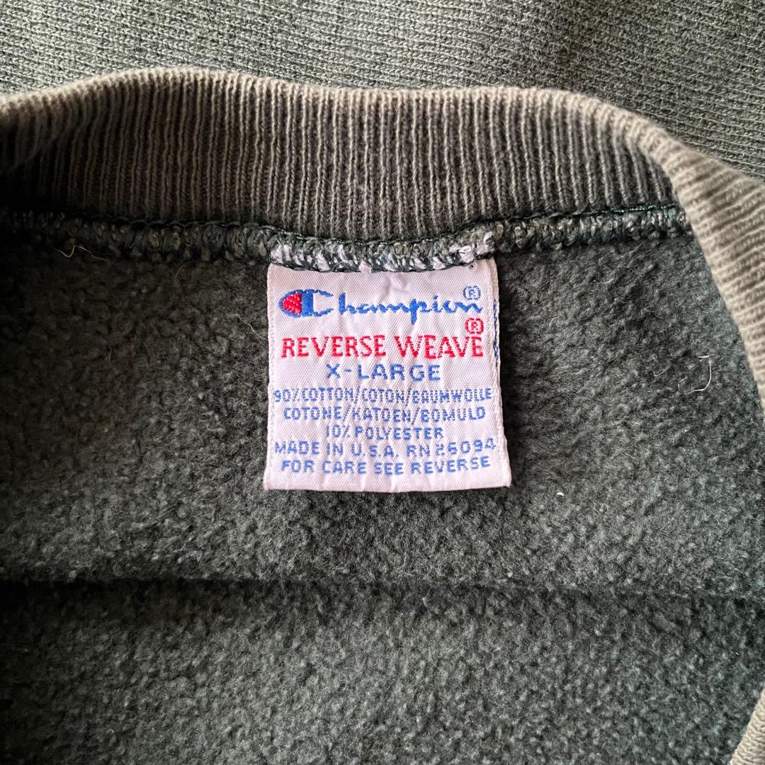 90s リバースウィーブ 深緑 USA製 フェード　reverse weave