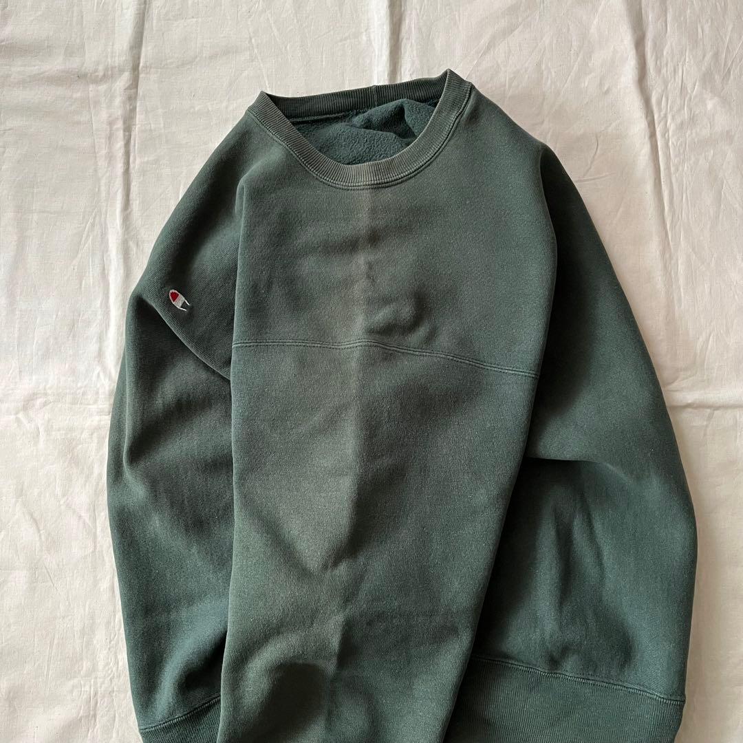 90s リバースウィーブ 深緑 USA製 フェード　reverse weave