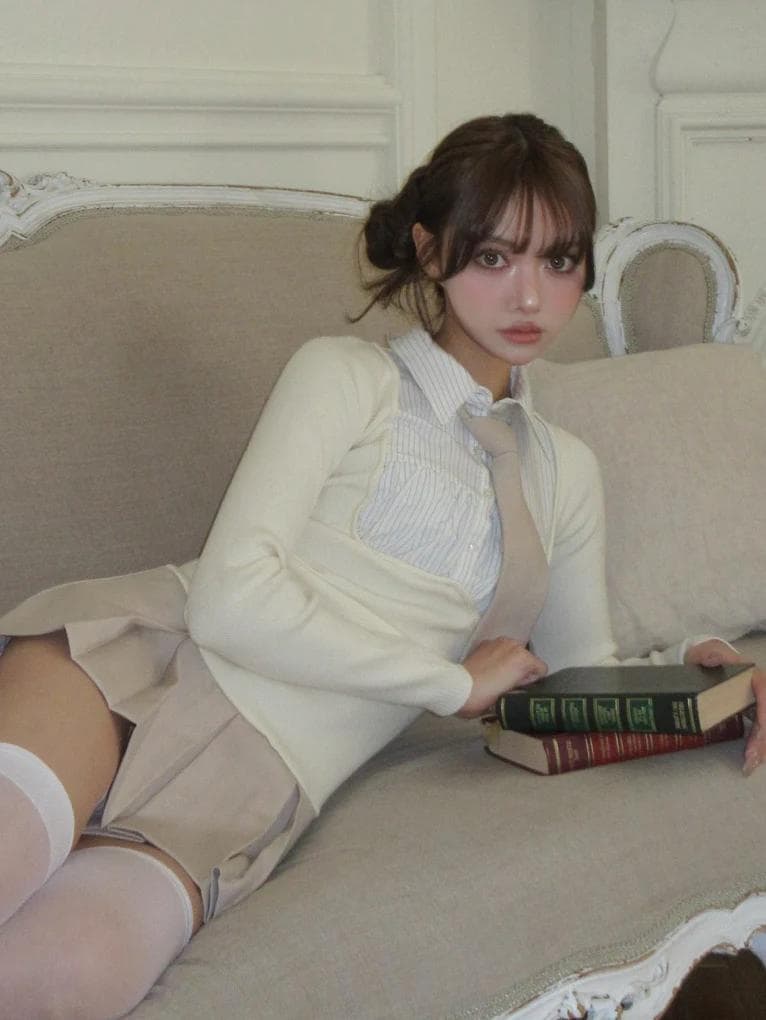 新品 Darich ダーリッチ　ネクタイシャツドッキングニットミニワンピース