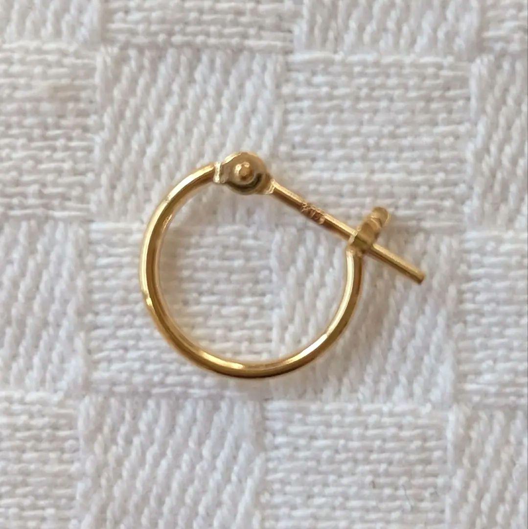 フープピアス 片耳用 18金 太さ1mm 直径10mm 刻印あり