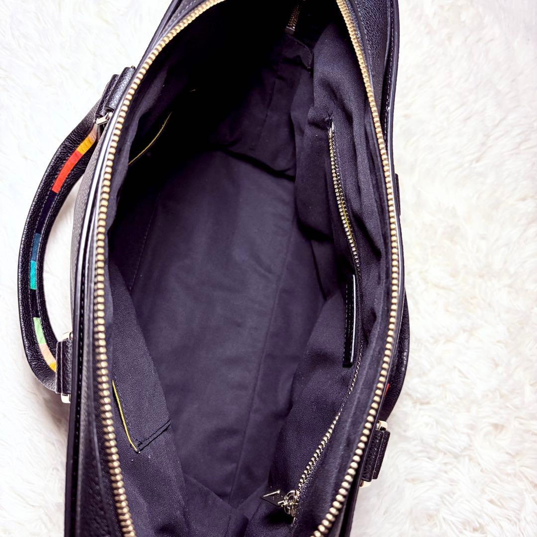 極美品★ポールスミス ブリーフケース マルチストライプ シボ革