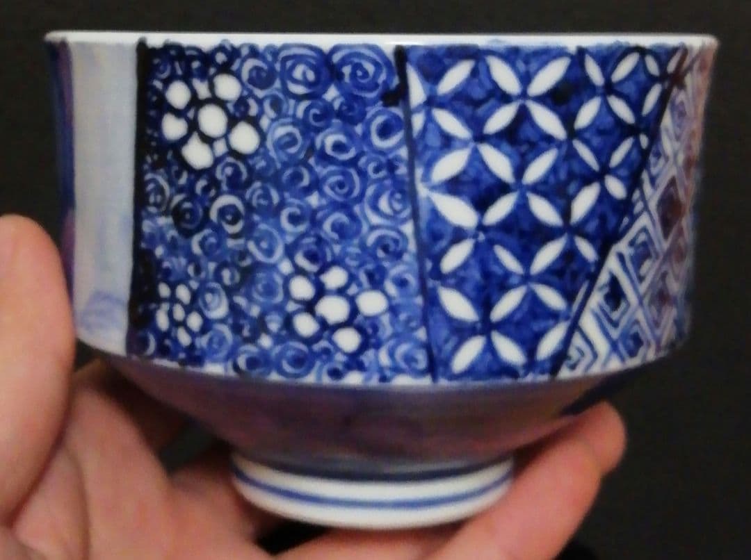 谷口良三作　京焼　染付　茶碗　共箱　茶道具