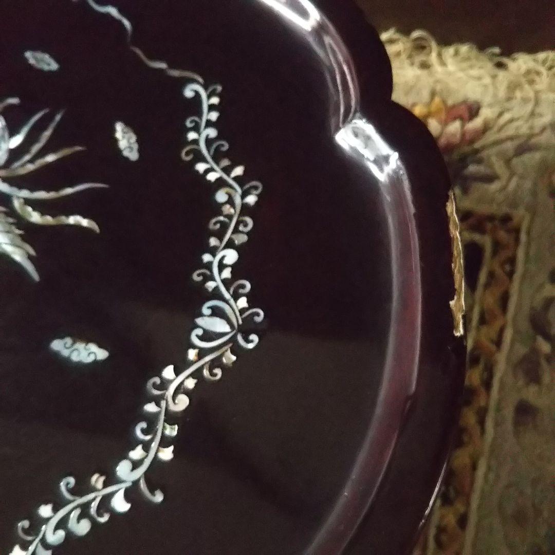 螺鈿細工家具☆折り畳み☆楕円形ローテーブル☆アンティーク