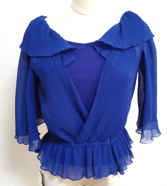 SALE☆チャコット　青　M ラップスタイル トップス　社交ダンス