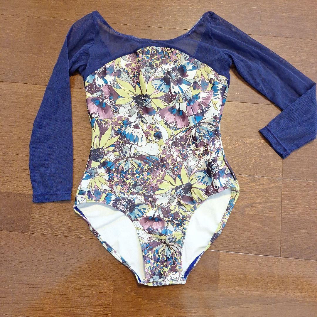 試着のみ　日本製　未使用　花柄長袖バレエレオタード Mサイズ