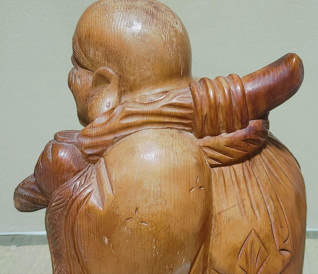 骨董品 布袋さん 木彫り 彫刻　像　置物