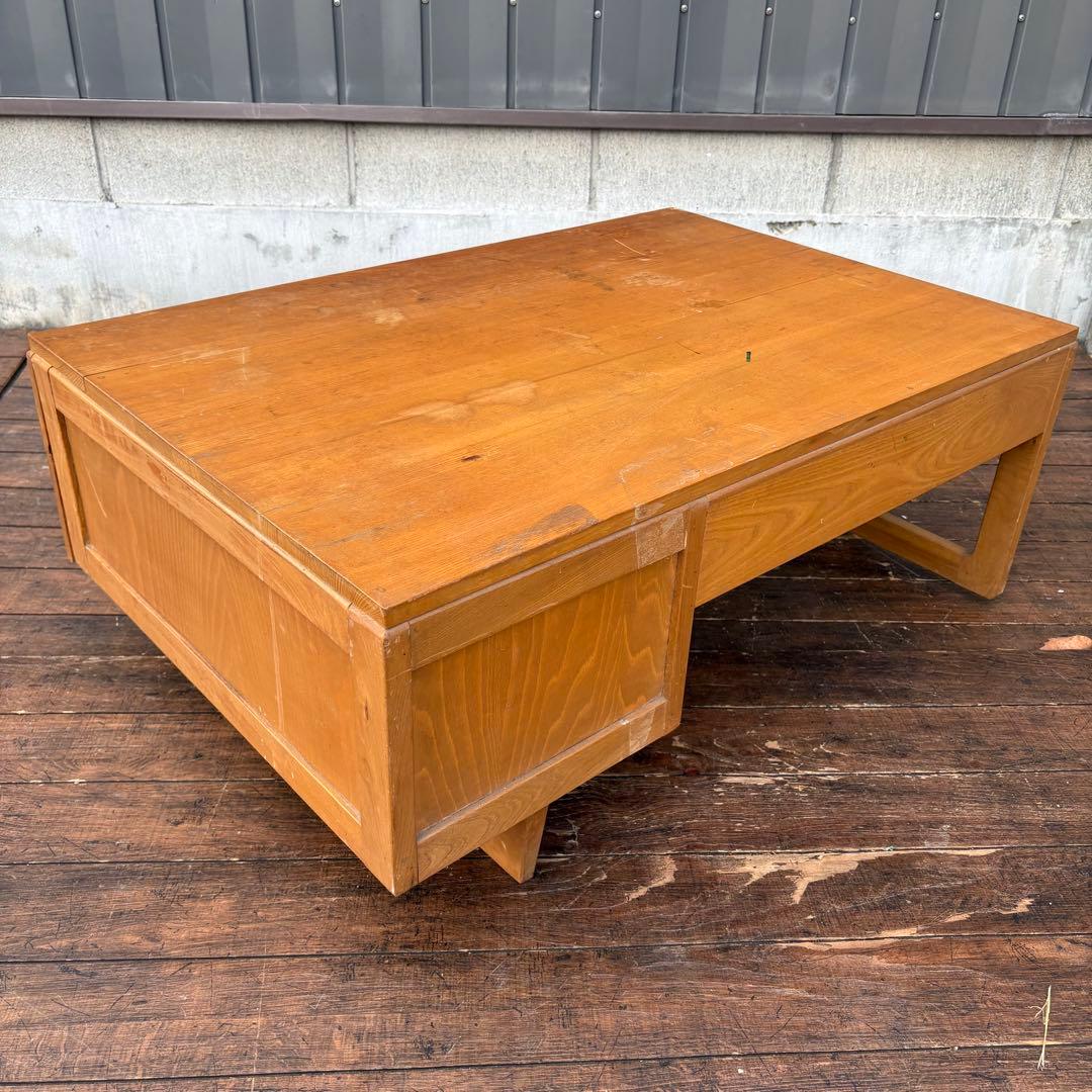 昭和レトロ 古家具 木製文机 引き出し付き座卓 書斎机 ビンテージ ヴィンテージ