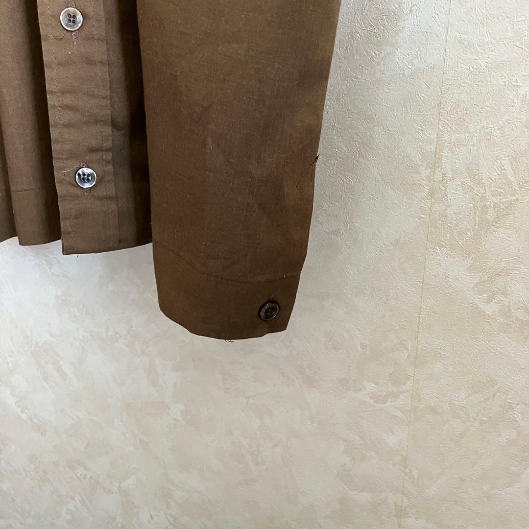 70's USA製 キングルイ チェーン刺繍 ボウリングシャツ 茶ベージュ L