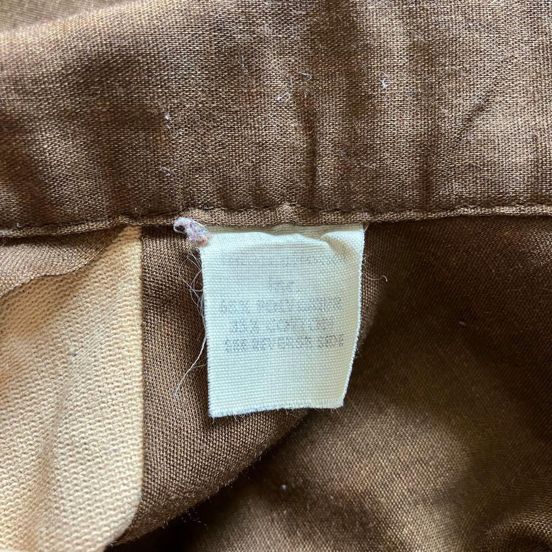 70's USA製 キングルイ チェーン刺繍 ボウリングシャツ 茶ベージュ L