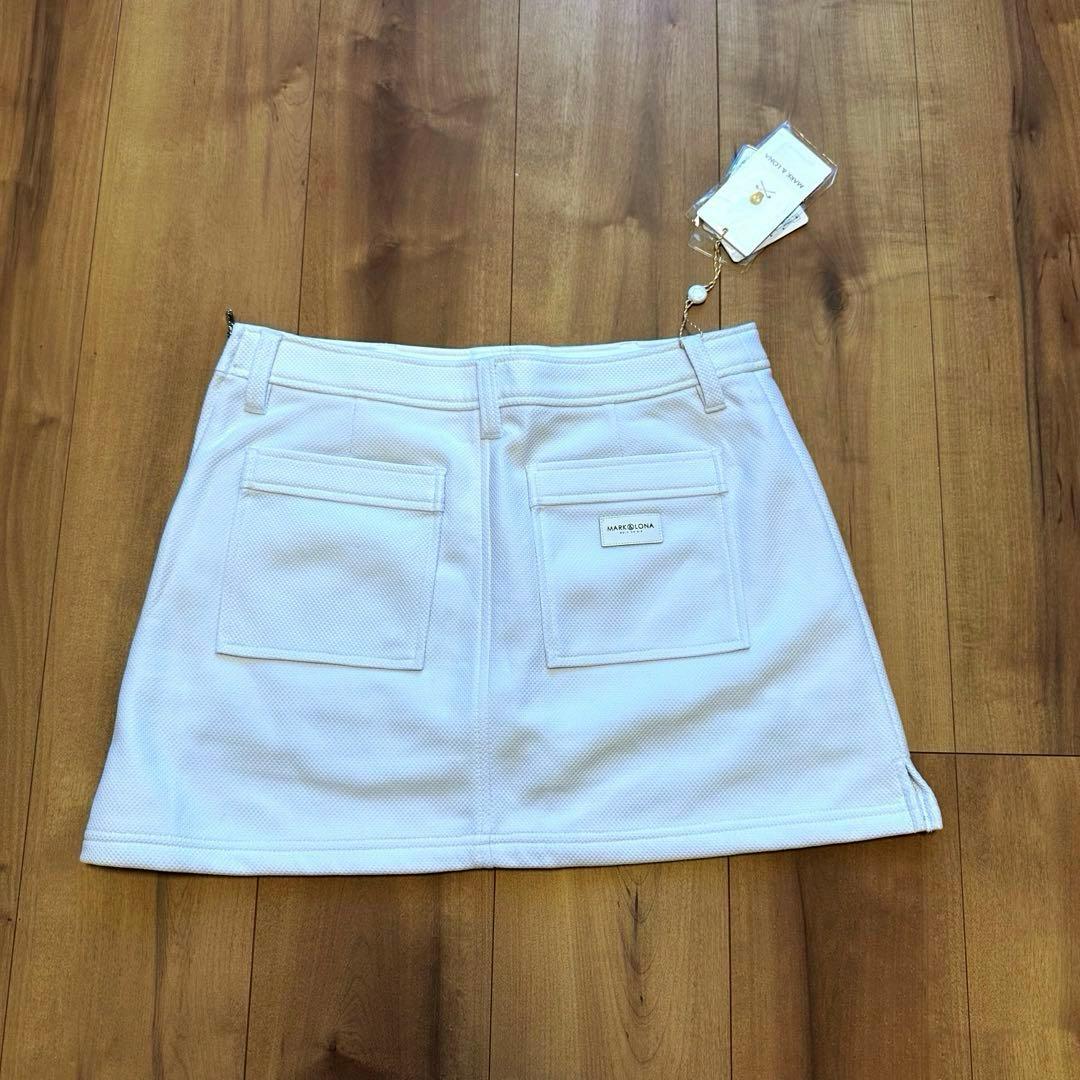 フロントボタンデザイン　ストレッチ　スカート　ホワイト　春夏秋　サイズ38 新品