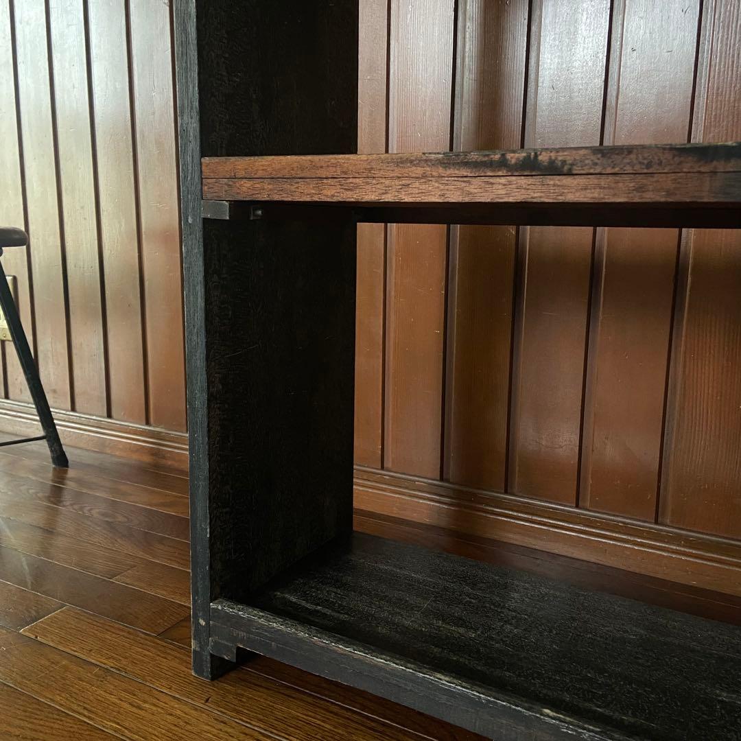 ビンテージ　木製本棚　オープンラック　シンプルブラック　6段　古い家具