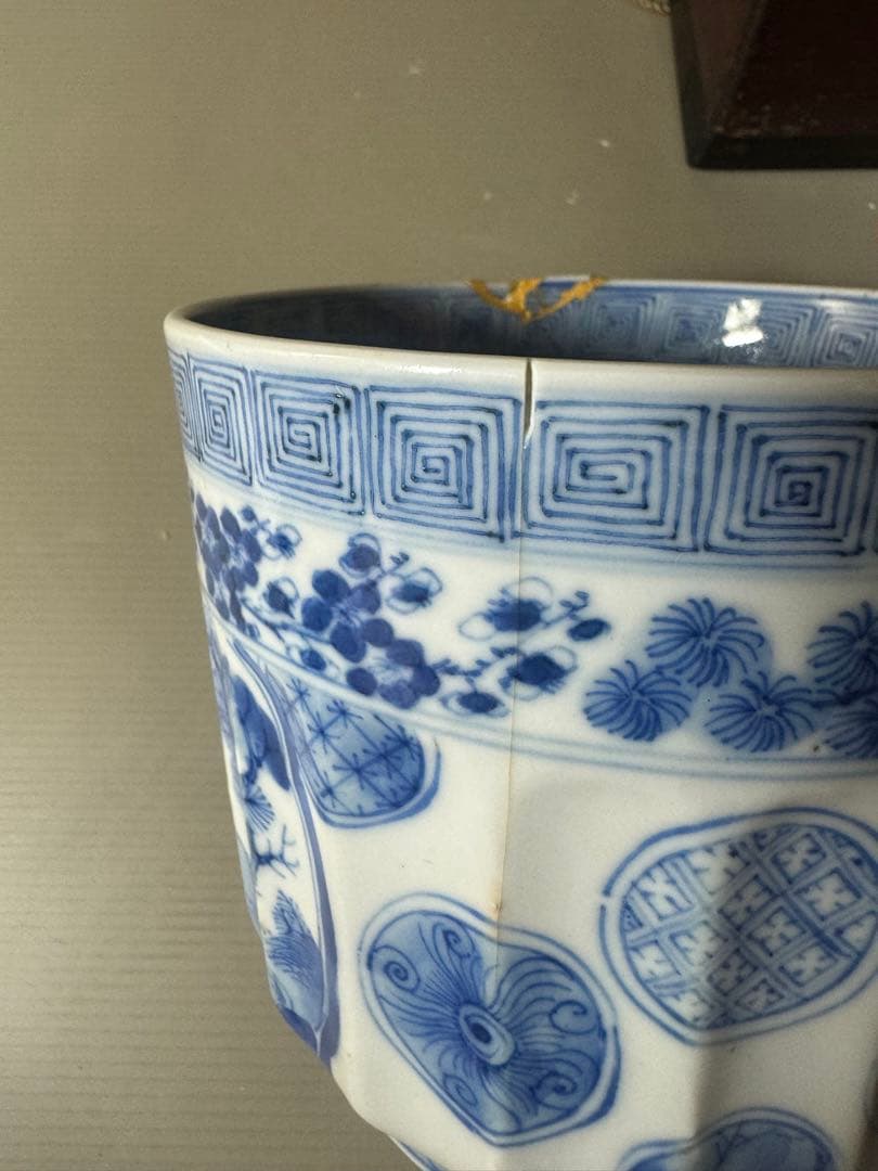 2412 五良大甫　呉祥瑞造　染付人物　水指　時代物