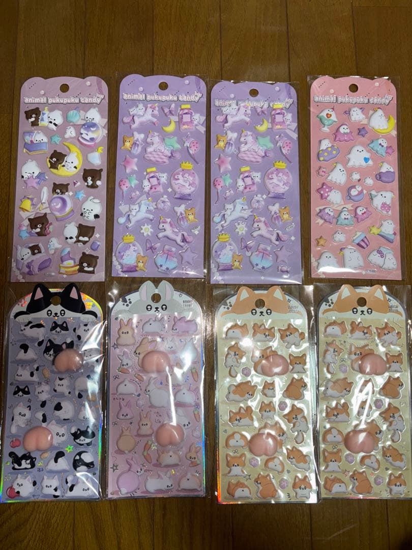 猫・動物キャラクターシール8枚セット