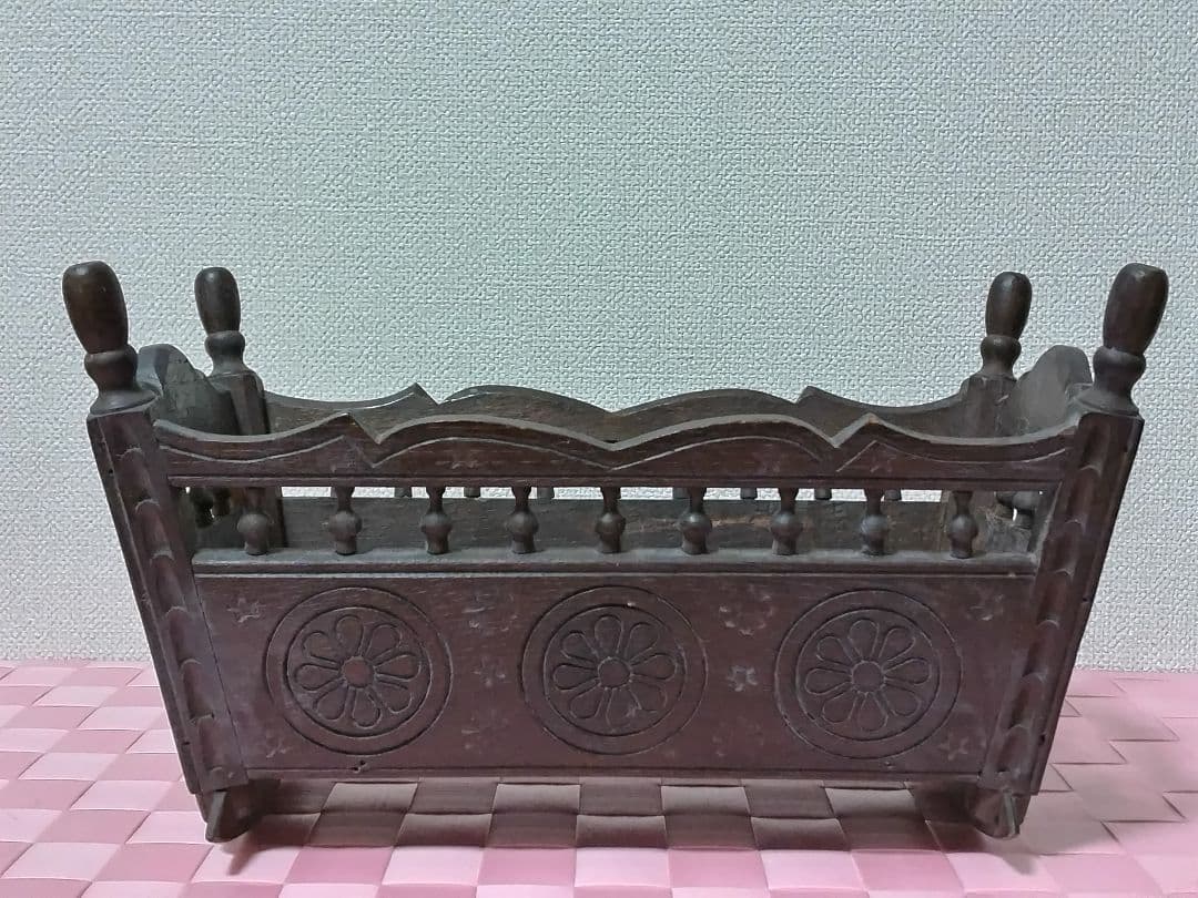 フランス アンティーク ブルターニュ 木製 ドールベッド