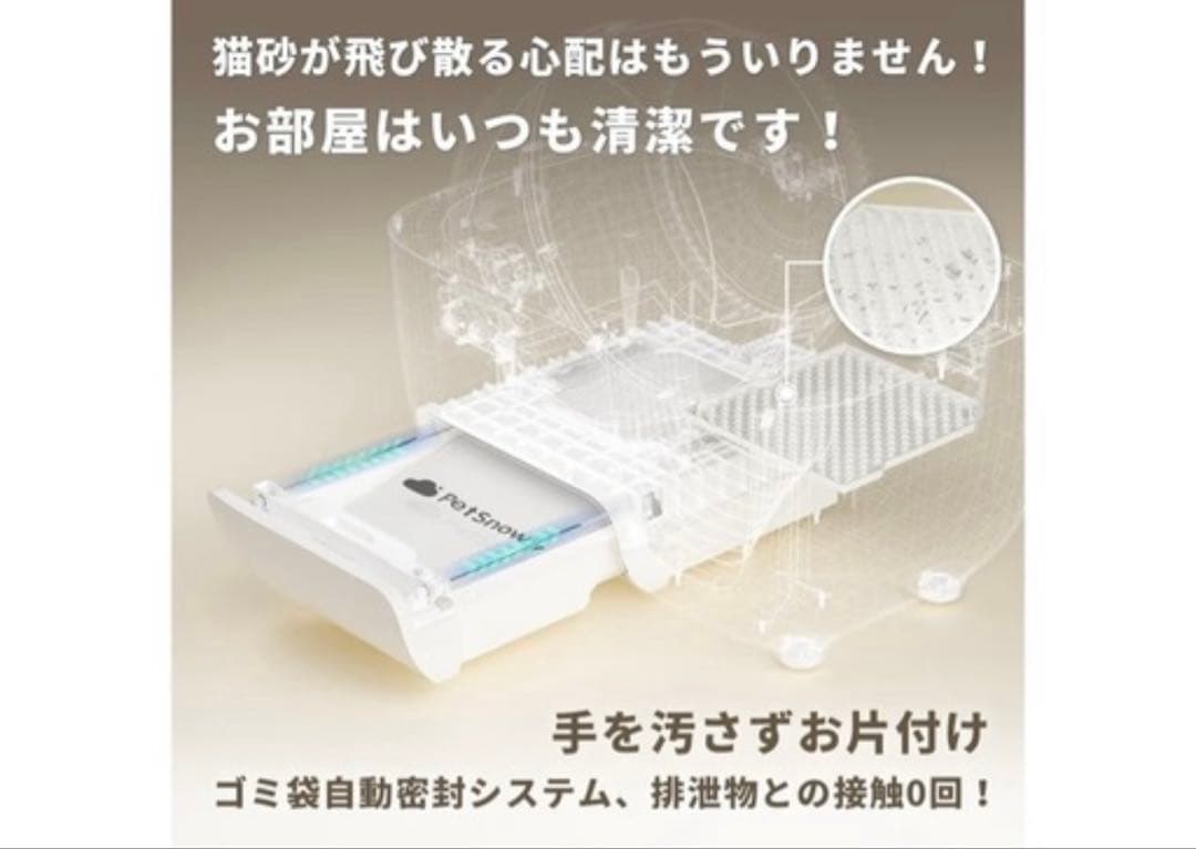 + 全自動猫トイレ 猫用 ゼロニオイの自動清掃＆自動梱包