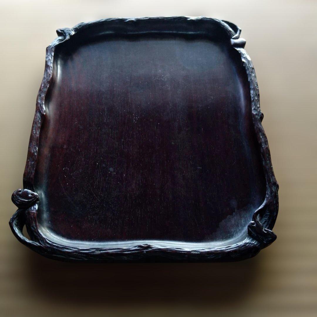 古道具 アンティーク 　木製　お盆　　くり抜き盆　天然木　骨董