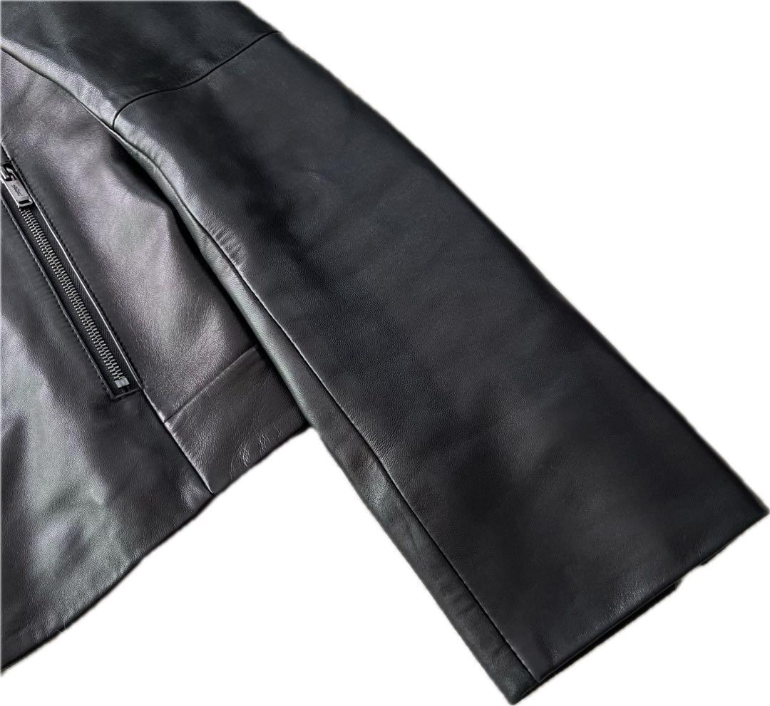 マッキントッシュロンドン 羊革　ノーカラー　ライダースジャケット 黒　38