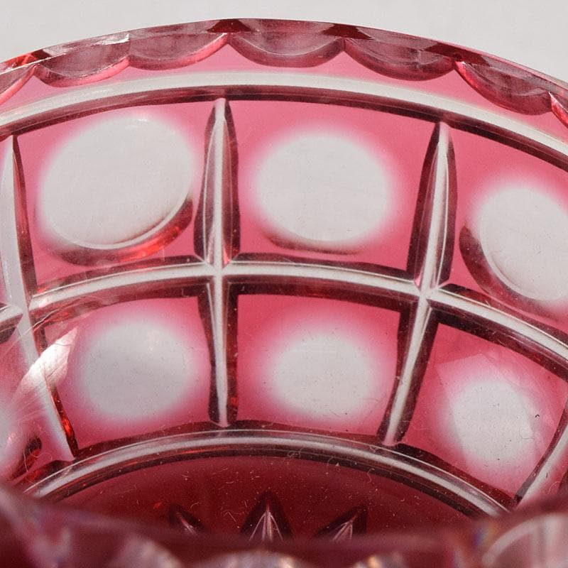 堀口硝子　須田秀石作　江戸切子　玉格子文　小鉢　共箱　2点　D　R8799