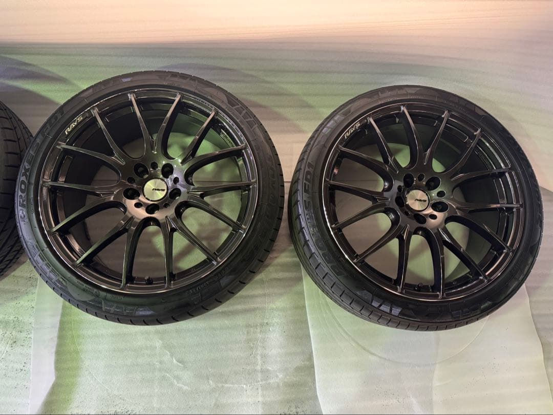 送料込み20インチ ブラック スポークホイールセット Rays ロックナット付き