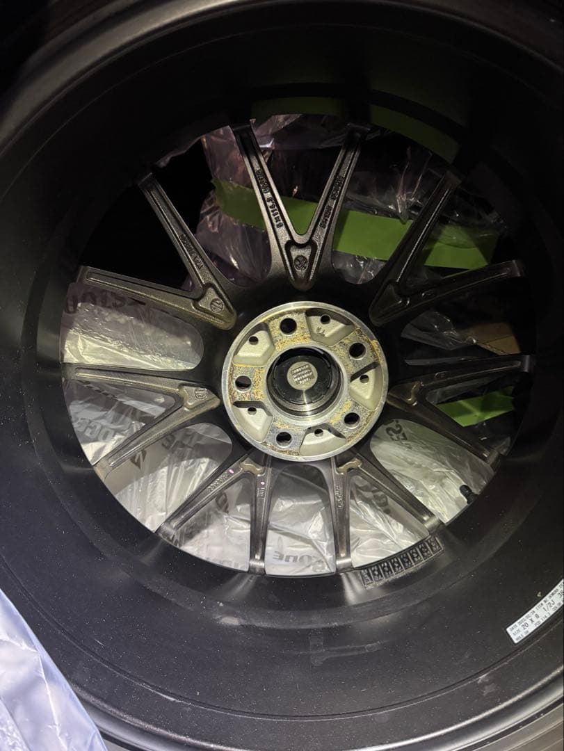 送料込み20インチ ブラック スポークホイールセット Rays ロックナット付き