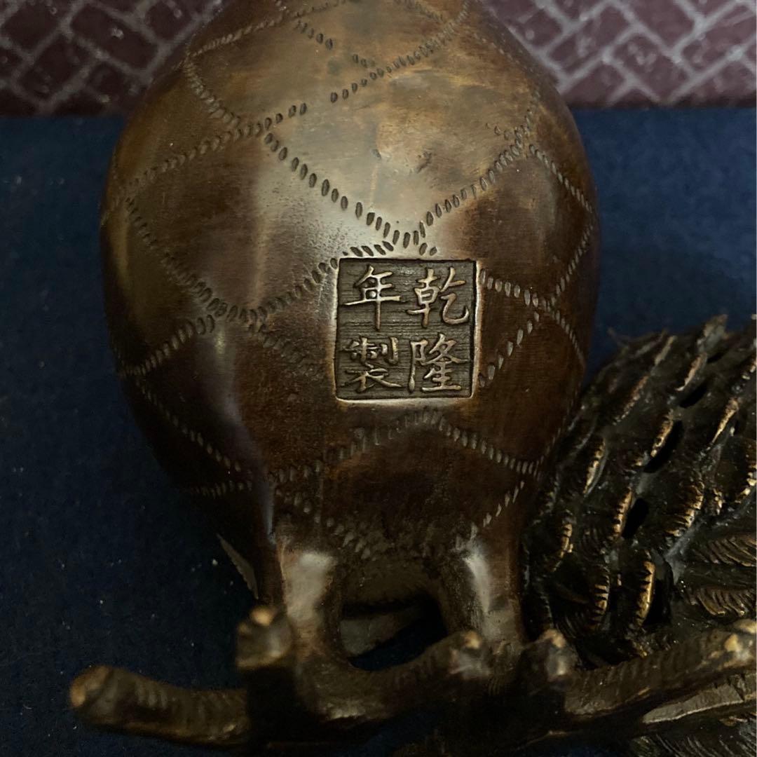 乾隆年製　銅製鶉香炉　唐物