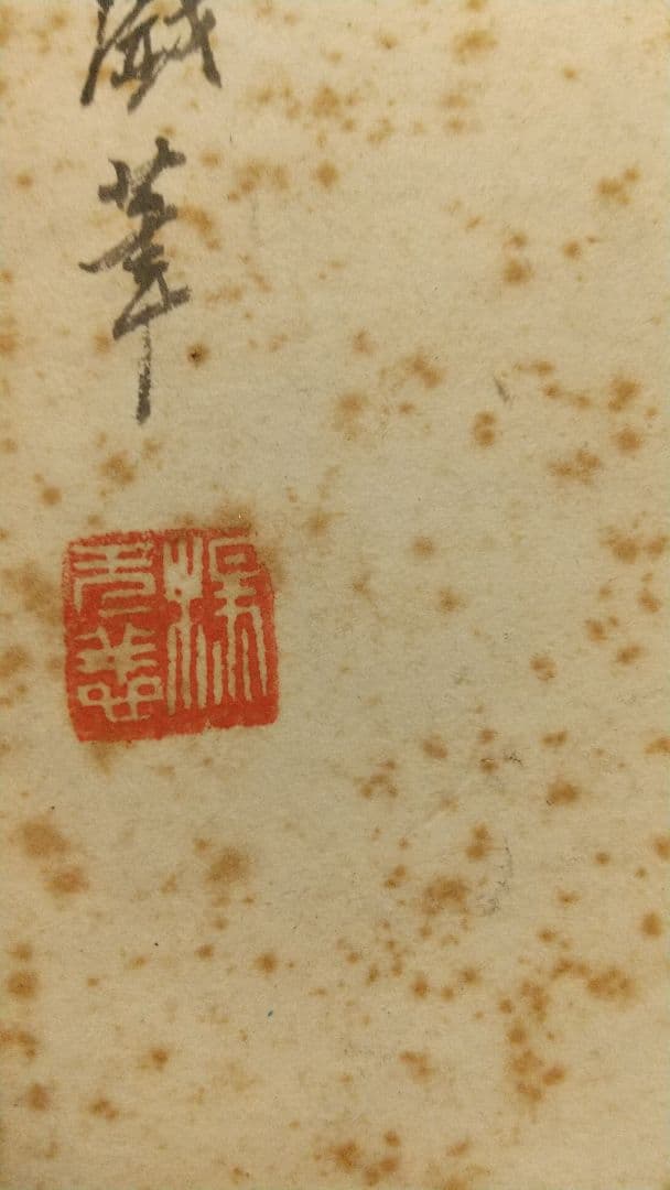 清国 中国 画家 楊无恙 肉筆画讃色紙 しみ目立つ