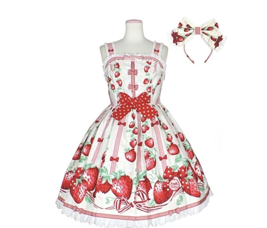 摘みたていちごジャンパースカートセット 白色
