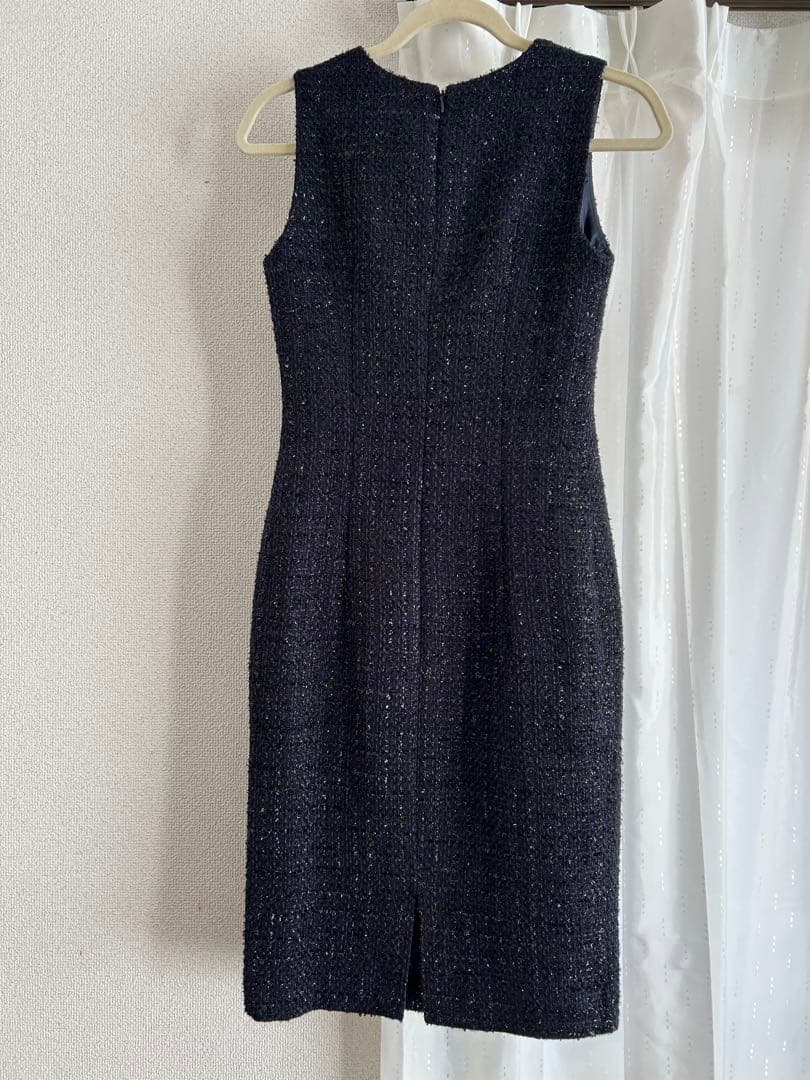ツイード　ワンピース　ダークネイビー