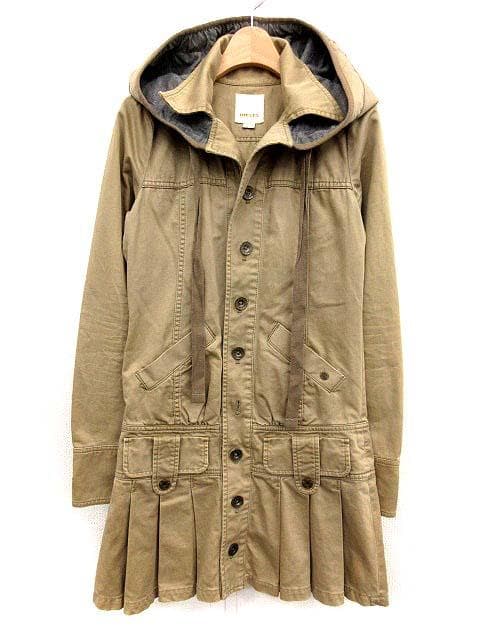 DIESELミリタリージャケットフード付きカーキベージュ系プリーツワンピース