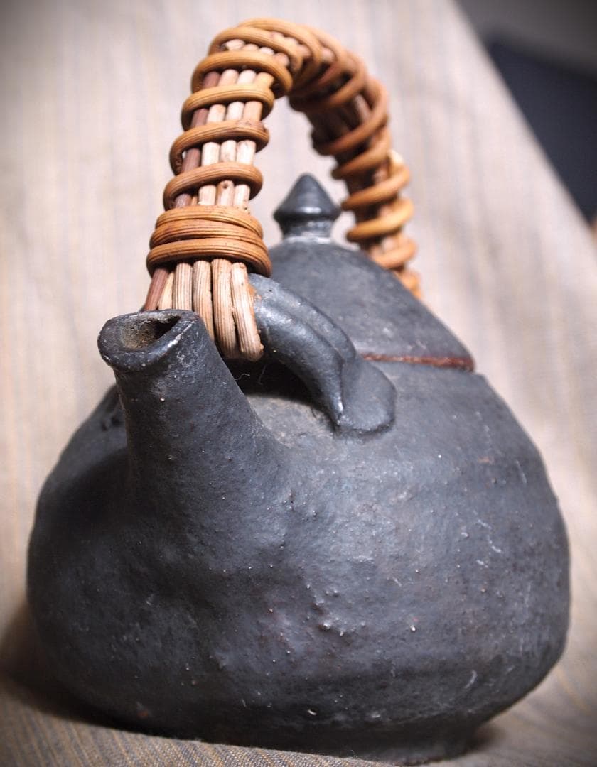 人気作家★加地学【師：森岡成好】★窯変黒土瓶