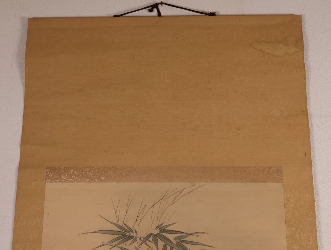 【模写】日本画 荒木寛畝 鶏図 絹本 掛軸 花鳥 MB155