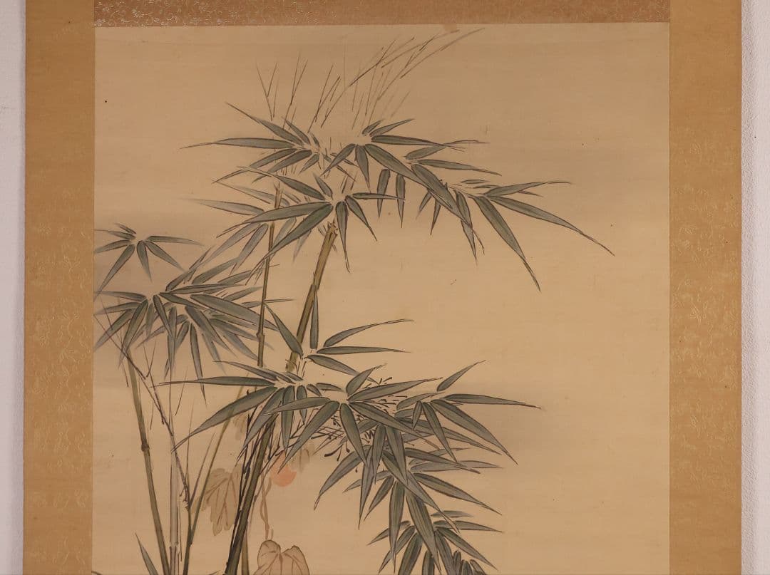 【模写】日本画 荒木寛畝 鶏図 絹本 掛軸 花鳥 MB155