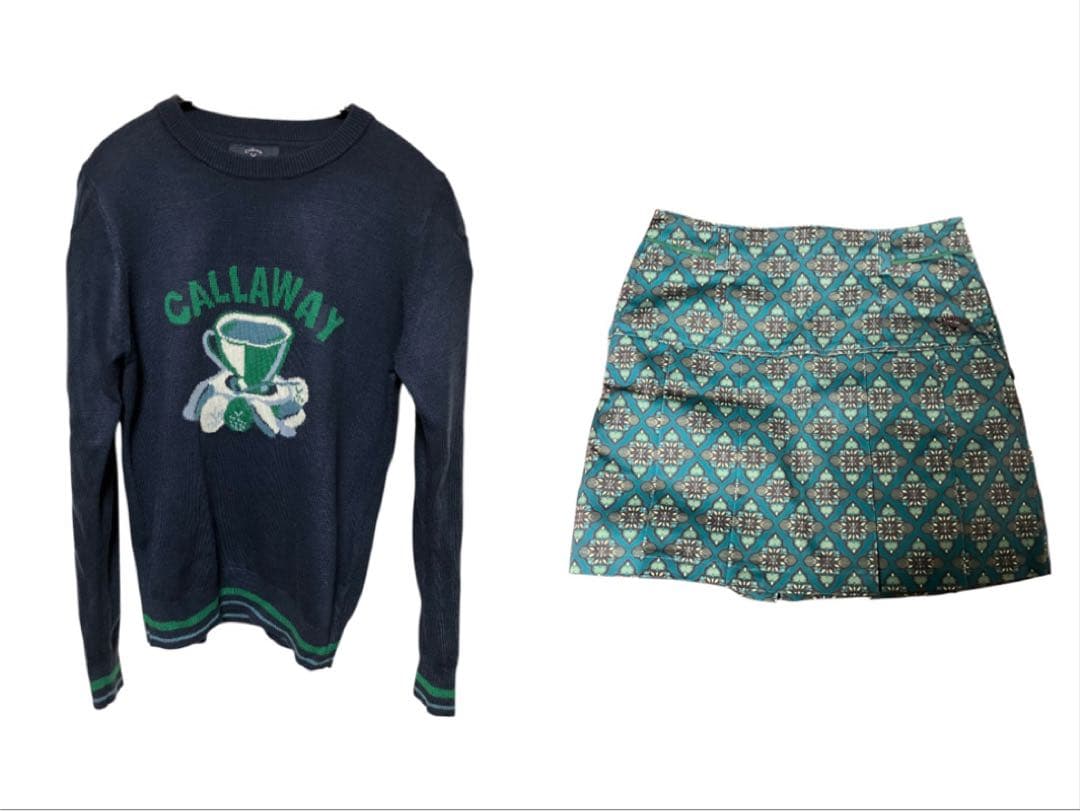 CALLAWAY ネイビーセーター&グリーンスカート　セット販売
