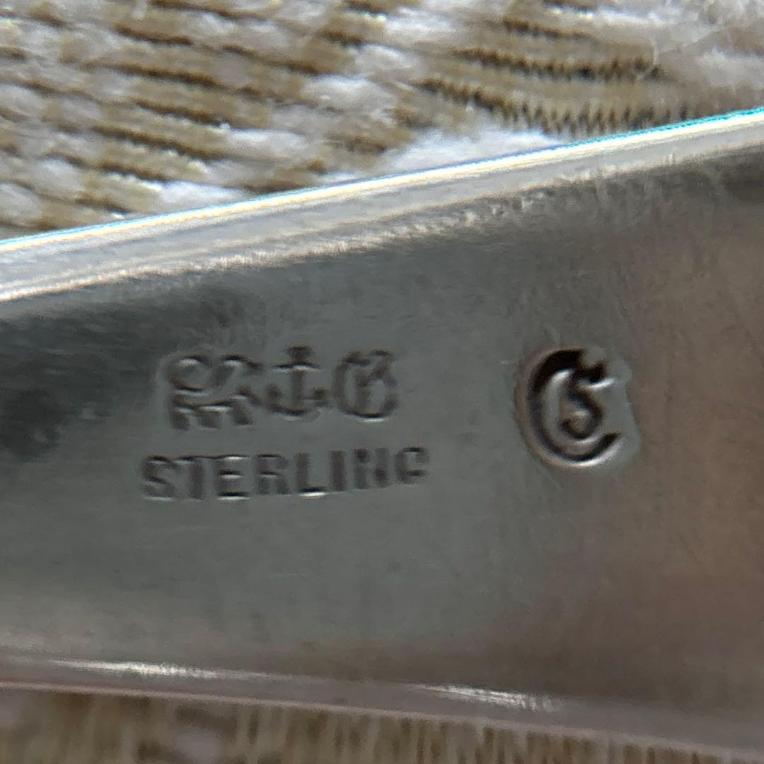 純銀／スターリング　お花のブライトカット　バターナイフとスプーン