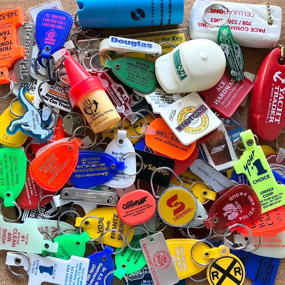 アメリカのキーリング80個★vintage／まとめ売り／企業物／ノベルティ／広告