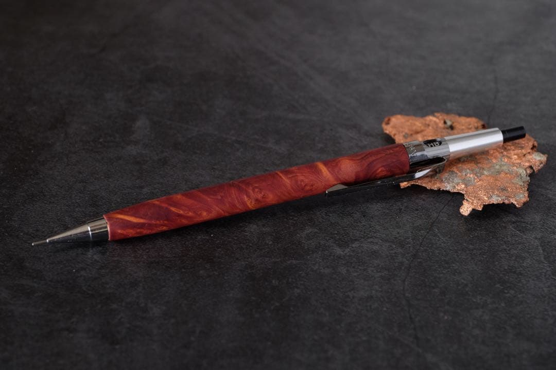 PG5木軸カスタム0088　高村杢工房 製図用シャープペンシル　紫紅杉瘤
