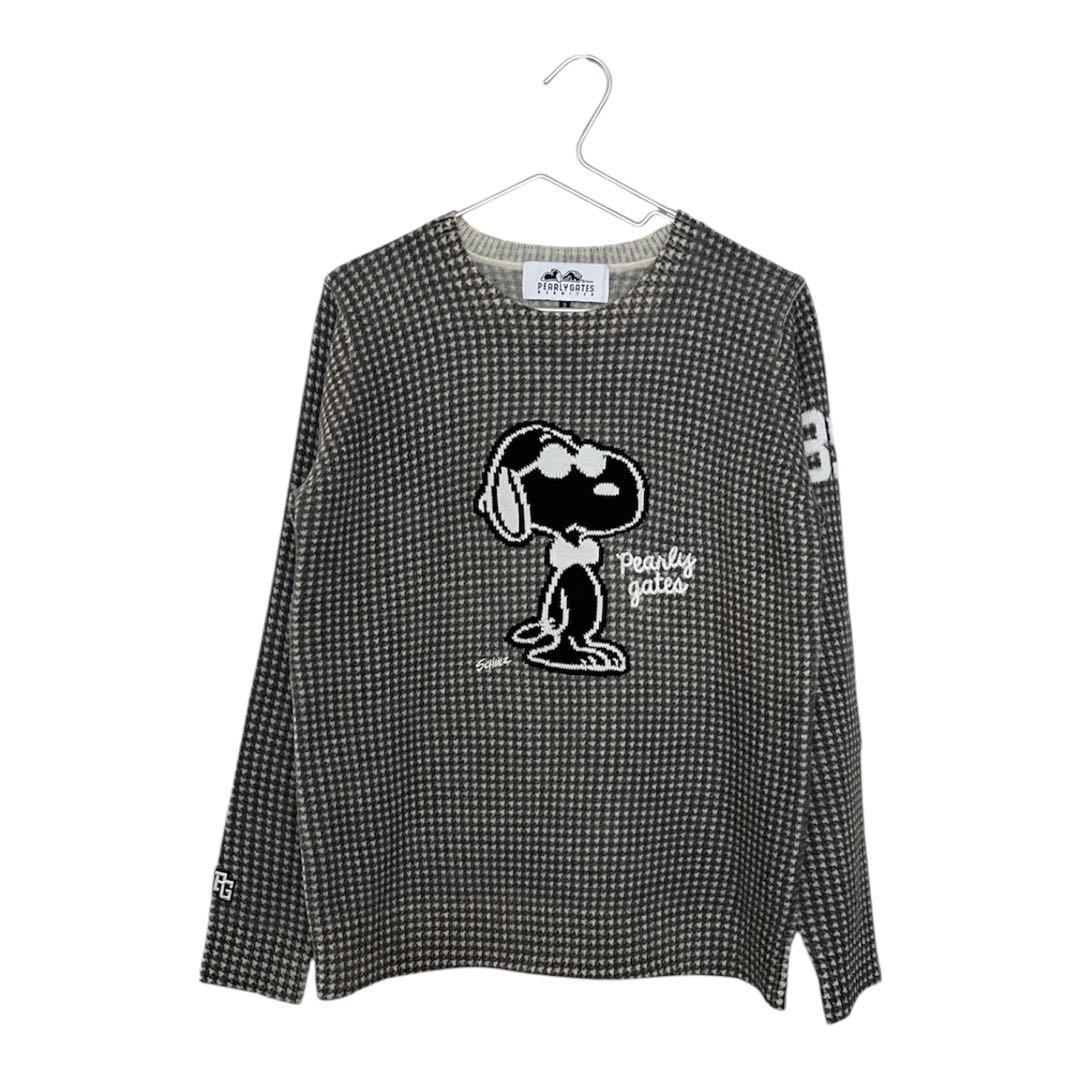 美品 パーリーゲイツ スヌーピー ニット サイズ2 千鳥柄 ウール100%