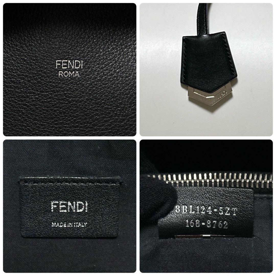 k96【美品】保存袋付　フェンディ　ビジュー　黒　バイザウェイミディアムハンド.