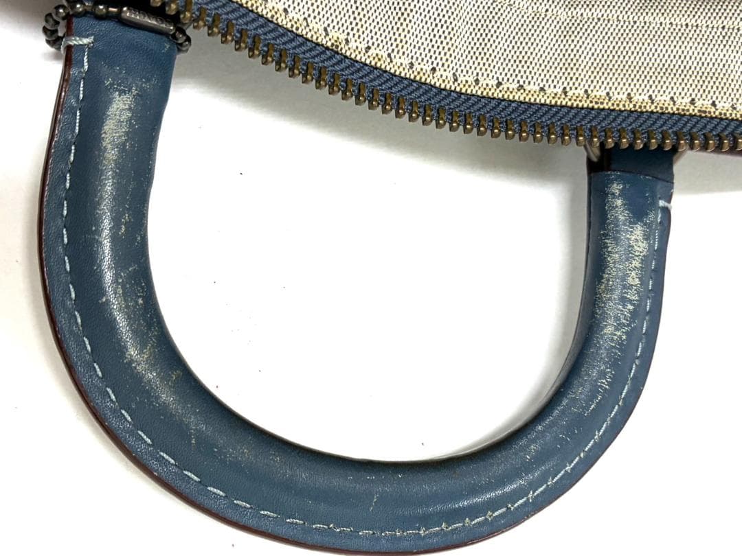 H7-196 コーチ レザー ビジネスバッグ ブルー 11104 (使用感あり)