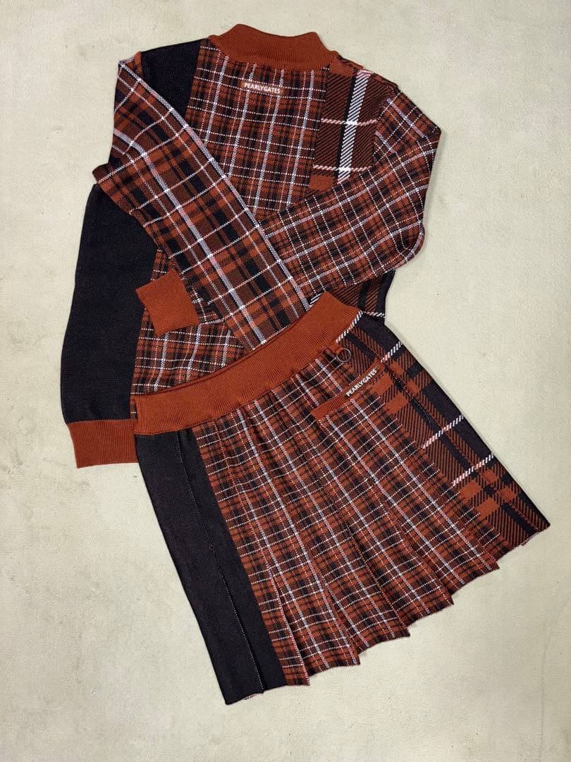 （超美品）パーリーゲイツ 、マルチチェック柄、ニット、セットアップ、サイズ0