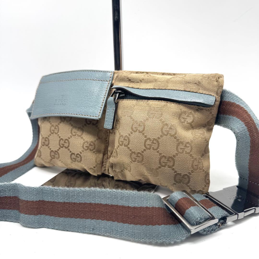 【極上美品✨】グッチ GGキャンバス ボディバッグ ウエストバッグ 角スレ無し