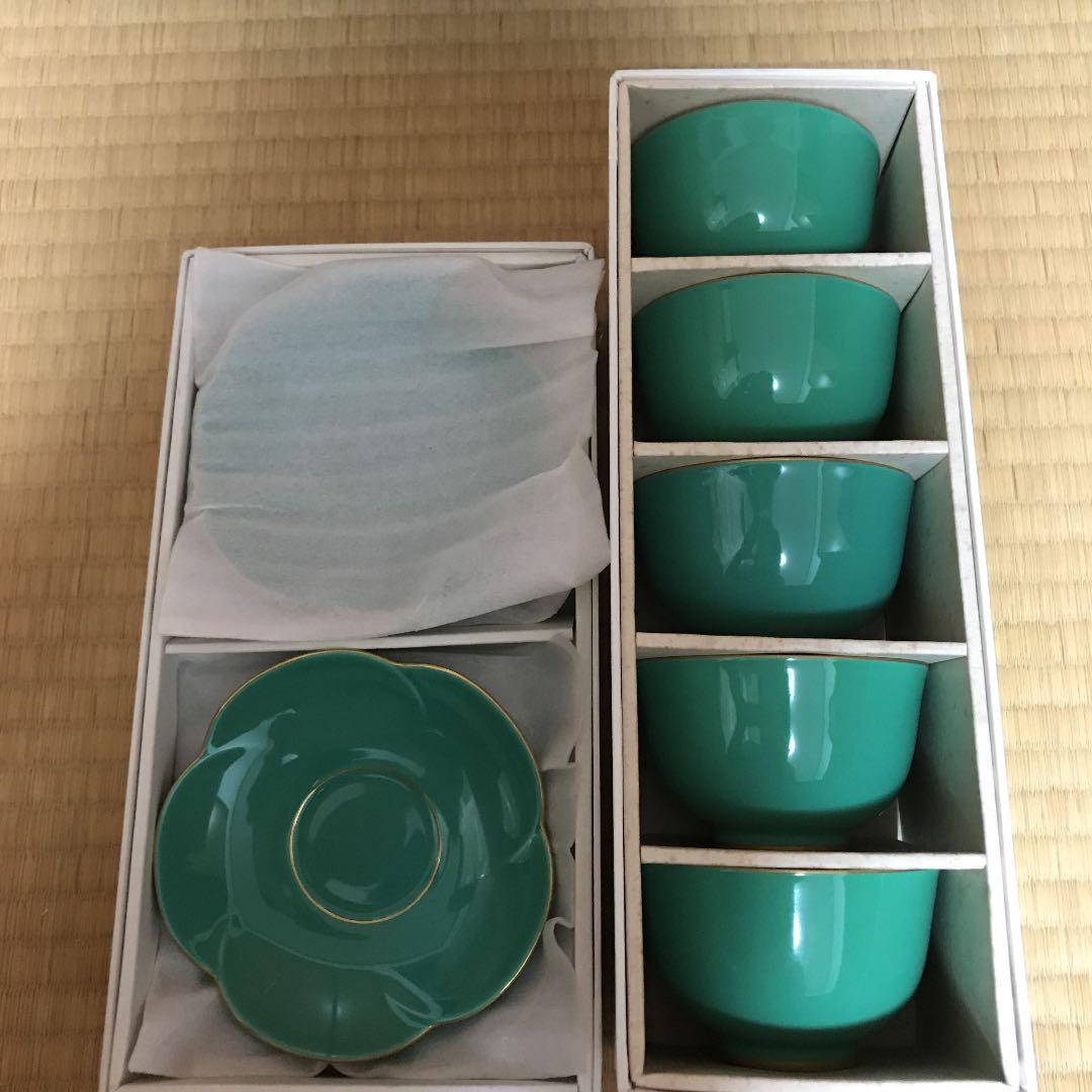 【新品未使用】有田焼香蘭社　湯呑み茶托五客セット