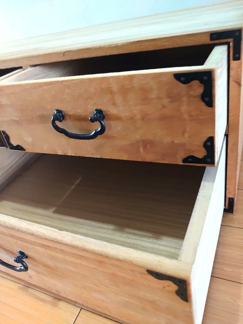 ヴィンテージ 桐箪笥2段 天然木 整理箪笥 引き戸 木製 和タンス 棚 チェスト