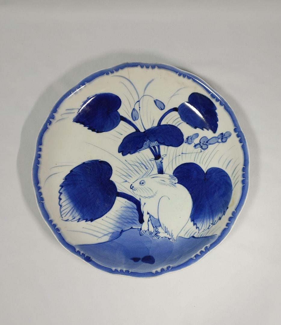 古伊万里　うさぎ図皿
