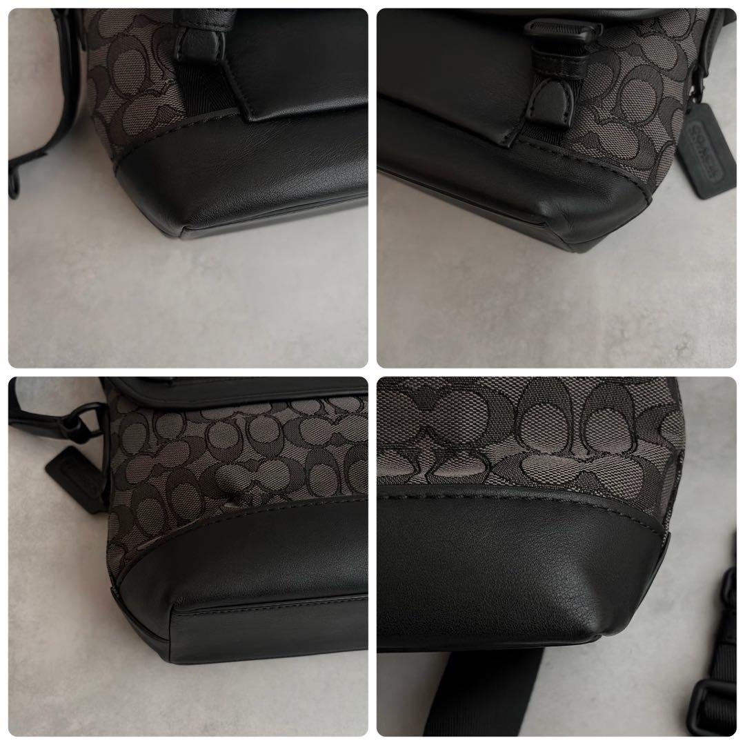 【極美品✨】COACH シグネチャー×レザー　ショルダーバッグ　メッセンジャー